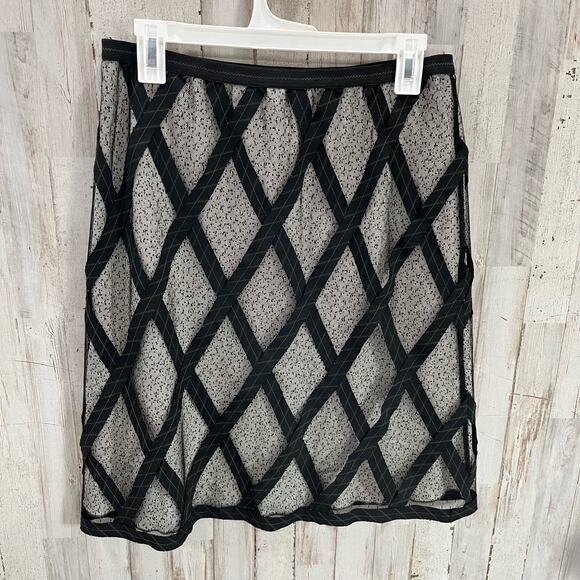 Vintage Tom K Nguyen Mesh Overlay Knee Length Skirt - Picture 3 of 6